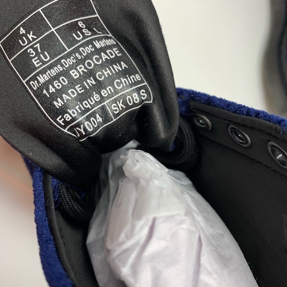 Dr Martens 1460 Brocade Navy Velvet Embossed Boots - Picture 7 of 8